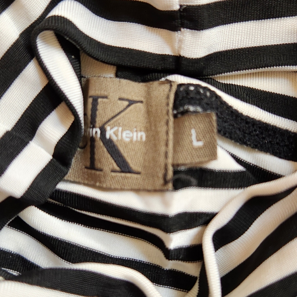 CALVIN KLEIN Men's vintage blk/wht striped turtleneck in L - Picture 3 of 12